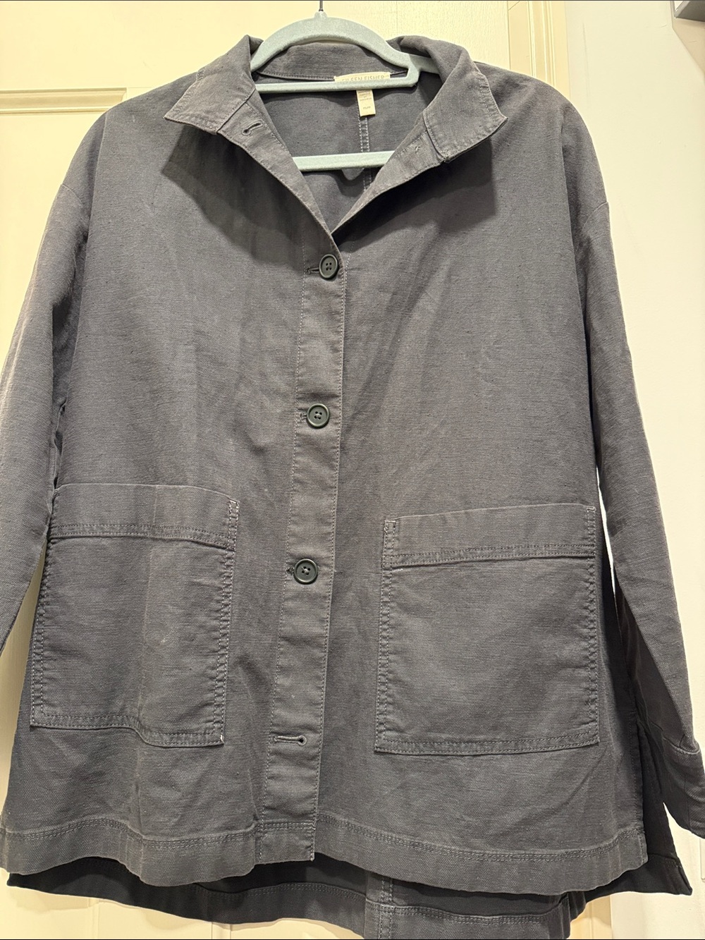 Eileen Fisher Women's Gray Casual Button-Front Jacket